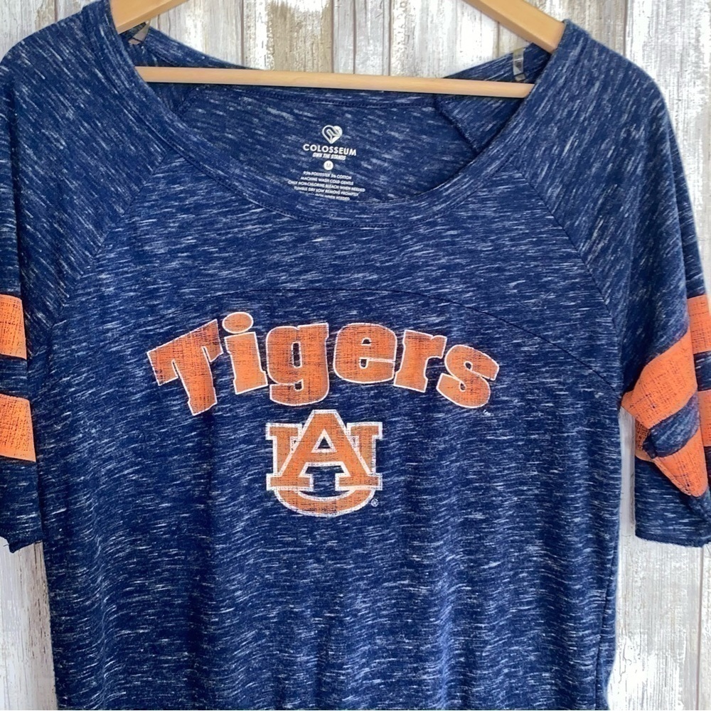 Auburn Tigers Heathered Tee Womens Medium Blue Orange Graphic Shirt - Picture 3 of 5